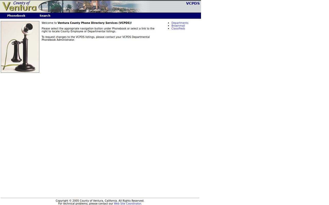 Ventura County people directories employee and department lookup