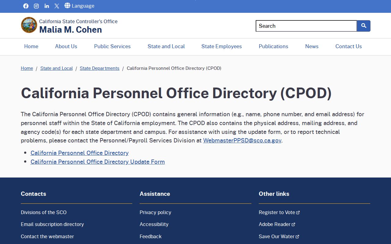Ventura County people directories California personnel office listing