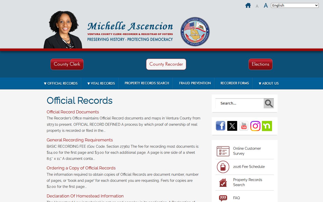 Ventura County public records official documents copy page