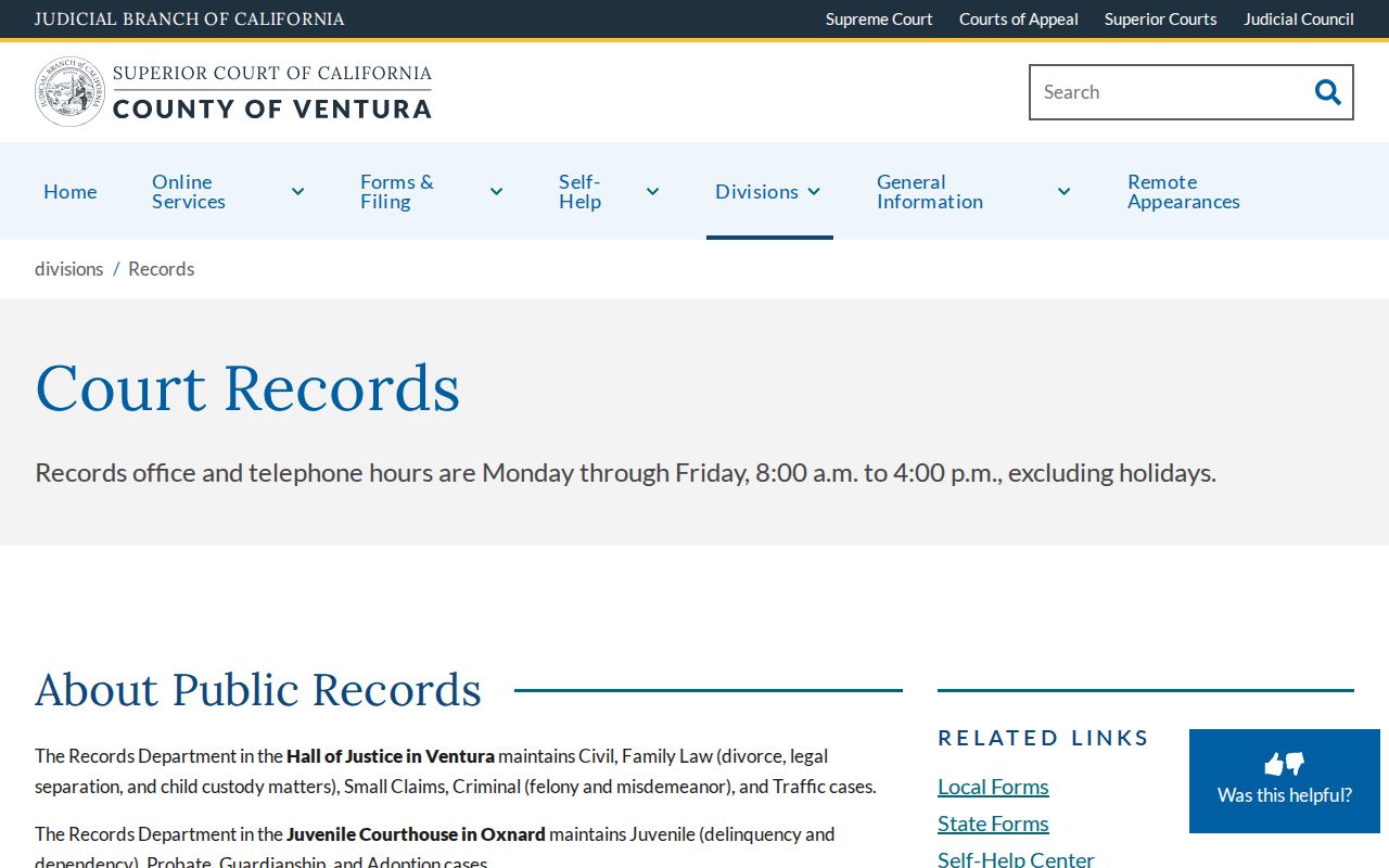 Ventura County public records department access instructions