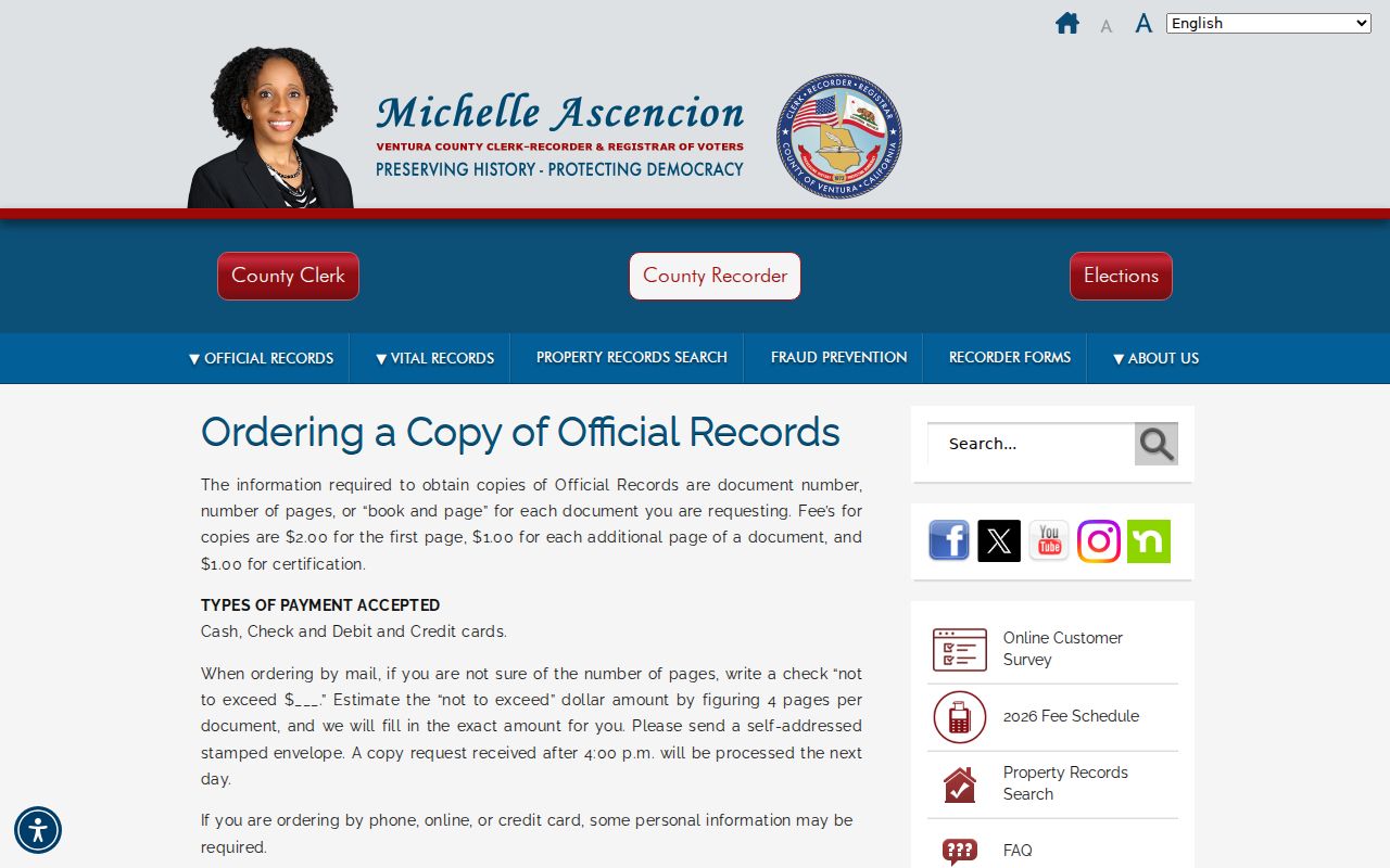 Ventura County public records copy request procedure
