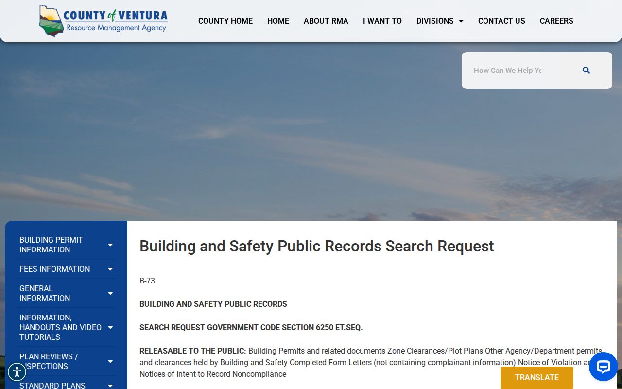 Ventura County public records request for building and code files